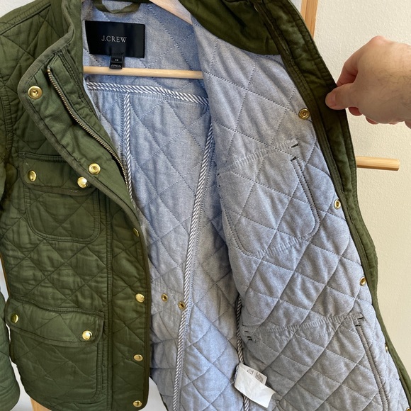 J. Crew Short Quilted Green Jacket Coat - Picture 2 of 10